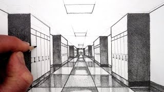 How to Draw 1Point Perspective for Beginners A Hallway [upl. by Nirad]