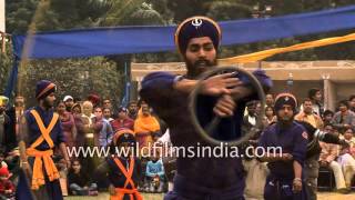 Nihang Sikh warriors display martial skills with weapons [upl. by Kaltman]