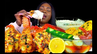 SEAFOOD BOIL MUKBANG LOBSTER TAIL MUKBANG SEAFOOD ALFREDO  CHEESE SAUCE MUKBANG [upl. by O'Connor854]