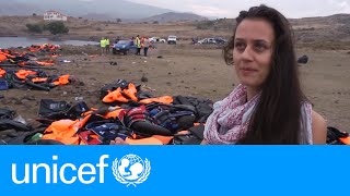 Dutch mother helps refugees landing in Lesvos  UNICEF [upl. by Melinda]