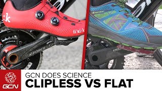 Clipless Pedals Vs Flat Pedals  Which Is Faster  GCN Does Science [upl. by Asor514]