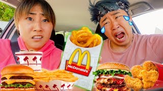 Letting the person in front of us DECIDE what we eat MUKBANG GONE WRONG [upl. by Galliett255]