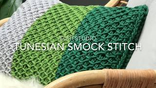 Tunisch haken Tunesian Smock Stitch [upl. by Xxam]