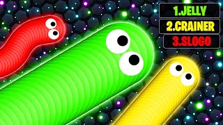 JELLY vs SLOGO vs CRAINER In SLITHERIO World Record [upl. by Carrington282]