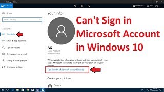 How To Fix Cant Login Microsoft Account In Windows 10 [upl. by Sonstrom416]