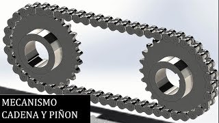 Mecanismo cadena y piñón  Diseño  SolidWorks [upl. by Laux640]