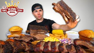 Texas BBQ Ribs Mukbang Giant Beef Short Rib Beef Ribs Pork Ribs Cheesy Mac cornbread [upl. by Ttirrej573]