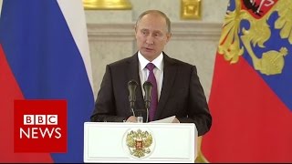 Vladimir Putin congratulates Donald Trump  BBC News [upl. by Ayhdnas432]