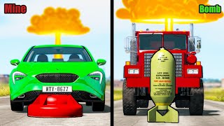 Contact Mine vs Nuclear Bomb Damage  Beamng drive [upl. by Issiah]