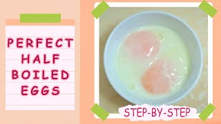 HOW TO MAKE PERFECT HALF BOILED EGGS  KOPITIAM BREAKFAST easy steps [upl. by Basil]