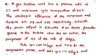 Problem 1 on Gas Turbines Thermal Engineering Thermodynamics [upl. by Wendie]