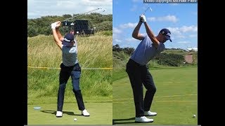 Justin Thomas golf swing  Long Iron faceon amp downtheline July 2017 [upl. by Solley434]