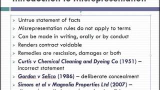 Misrepresentation Lecture 1 of 4 [upl. by Nollahp]