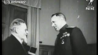 RUSSIA  DEFENCE Mikhail Kalinin awards Marshal Zhukov and other officers 1943 [upl. by Dilly]