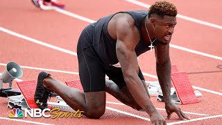 Seattle Seahawks wide receiver DK Metcalf competes in 100m race at USATF Golden Games  NBC Sports [upl. by Ailefo]